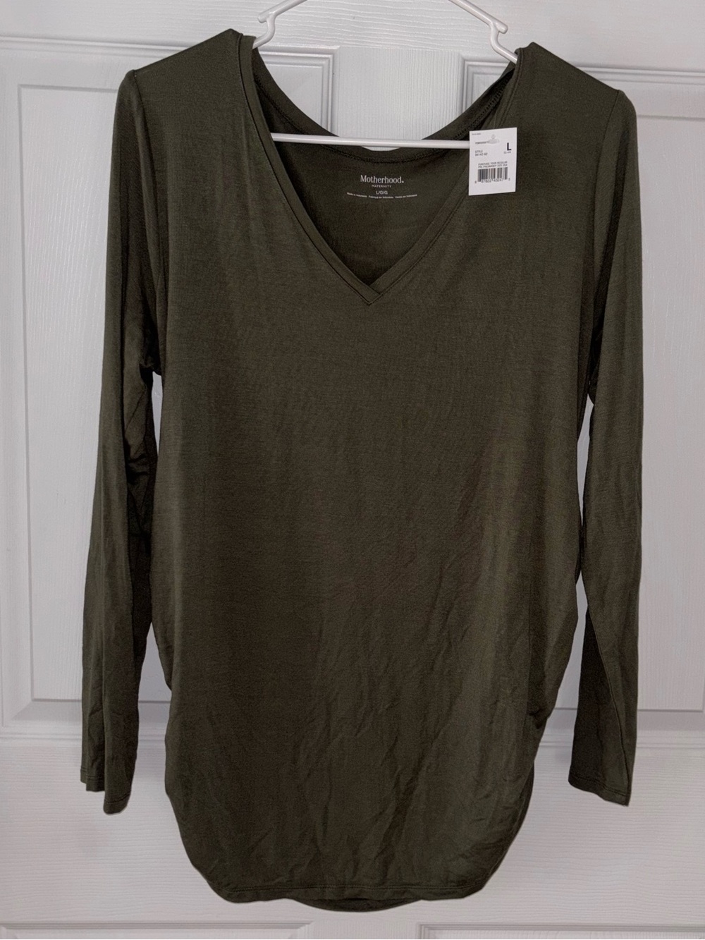 Motherhood Olive V-Neck Long Sleeve Maternity Top